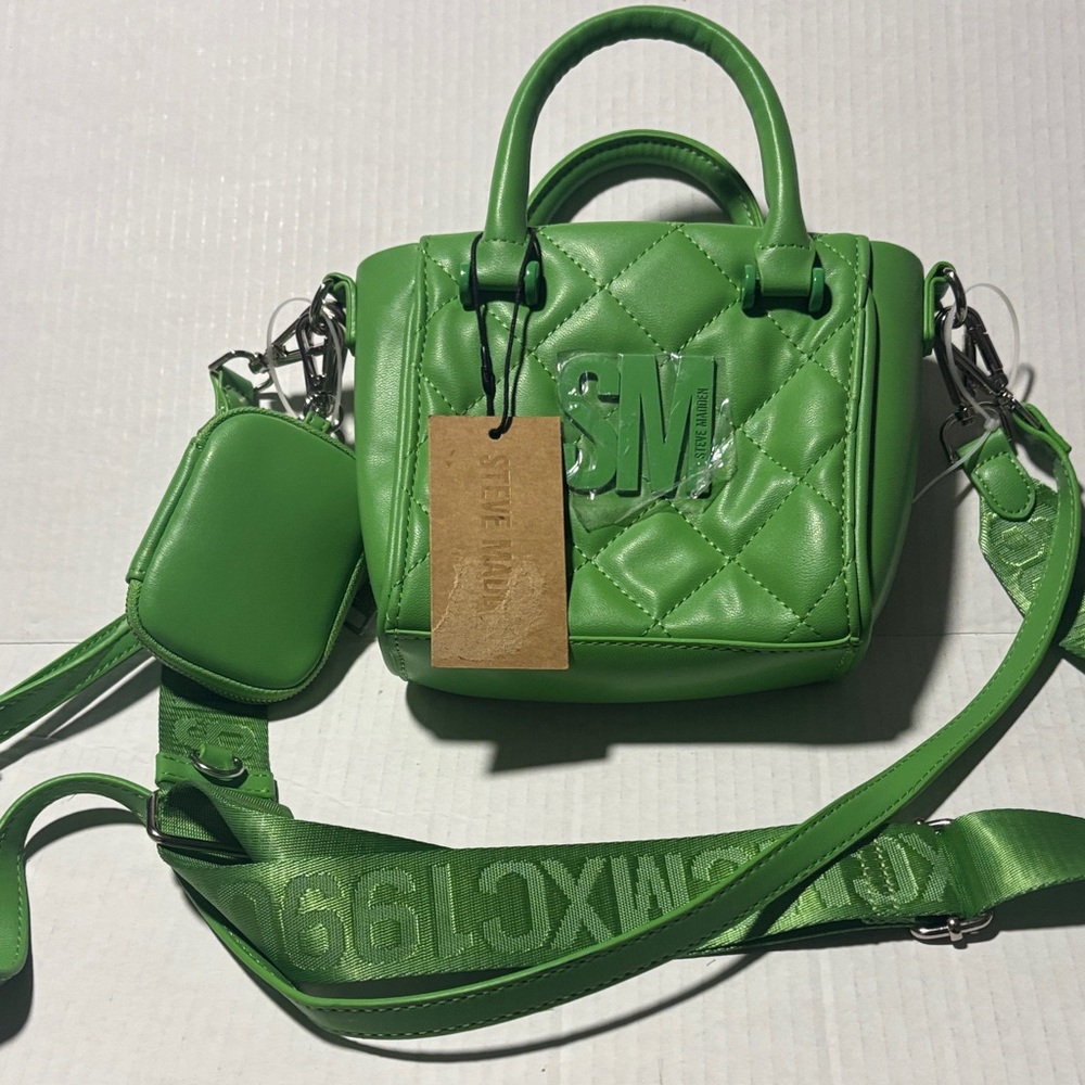 Steve Madden Green Quilted Mini Satchel Crossbody